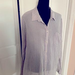 Old Navy Gingham Gray and White Blouse